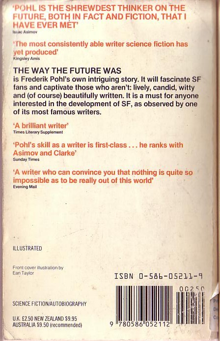 Frederik Pohl  THE WAY THE FUTURE WAS (Autobiography) magnified rear book cover image