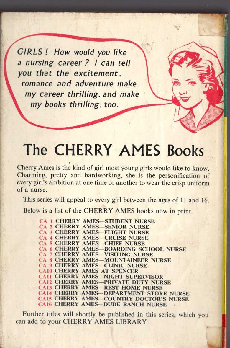 CHERRY AMES PRIVATE DUTY NURSE magnified rear book cover image