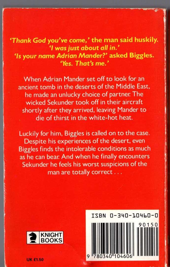 Captain W.E. Johns  BIGGLES AND THE PLOT THAT FAILED magnified rear book cover image