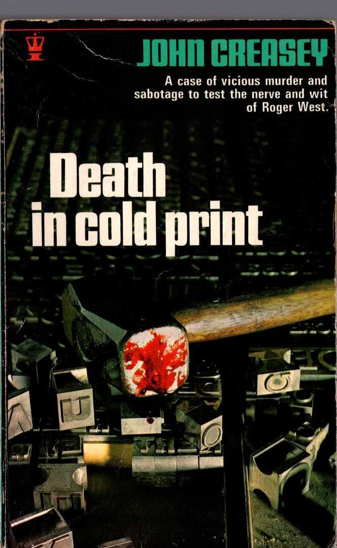 John Creasey  DEATH IN COLD PRINT front book cover image