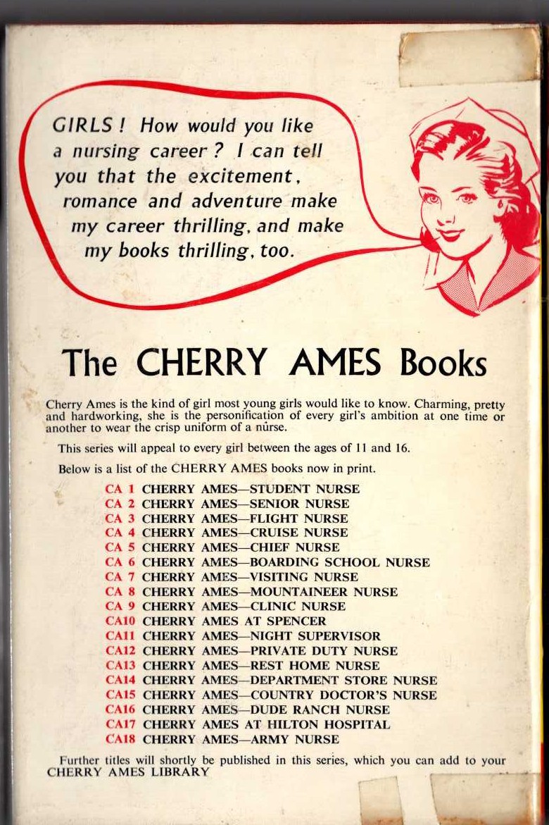 CHERRY AMES COUNTRY DOCTOR'S NURSE magnified rear book cover image