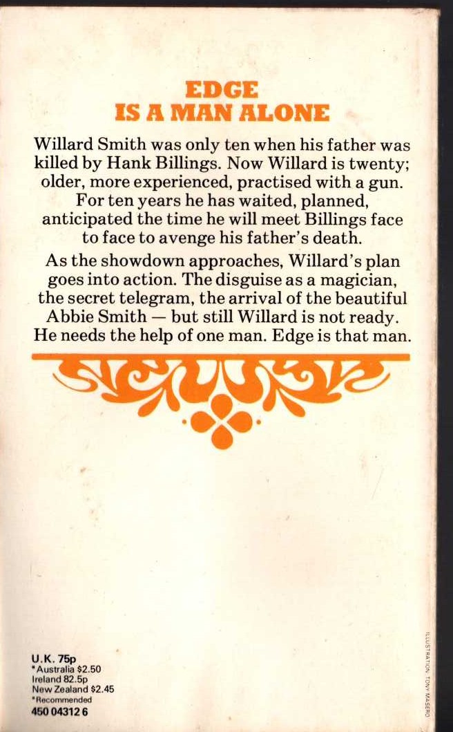 George G. Gilman  EDGE 32: THE FRIGHTENED GUN magnified rear book cover image