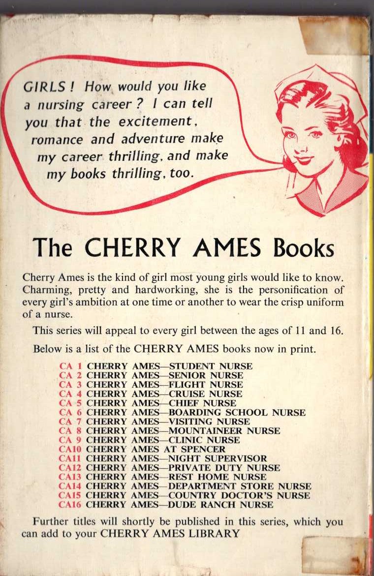 CHERRY AMES AT SPENCER magnified rear book cover image