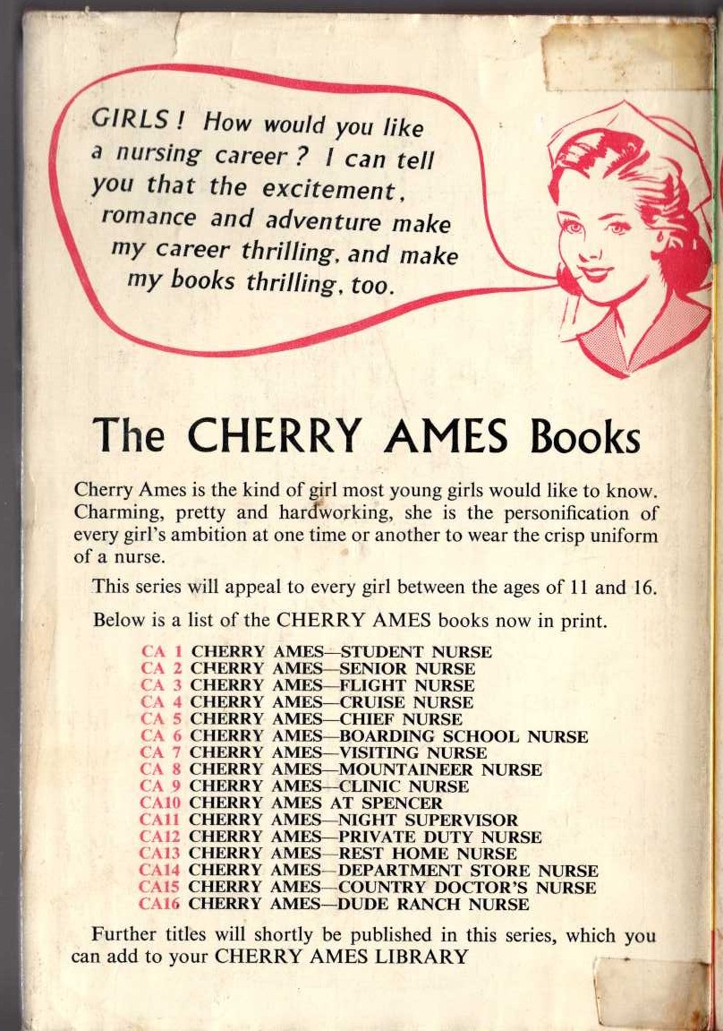 CHERRY AMES MOUNTAINEER NURSE magnified rear book cover image