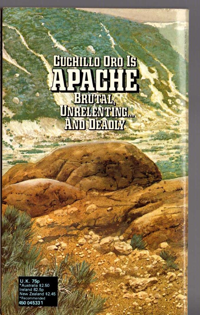 William M. James  APACHE 7: BLOOD LINE magnified rear book cover image