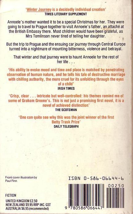 Ronald Frame  WINTER JOURNEY magnified rear book cover image