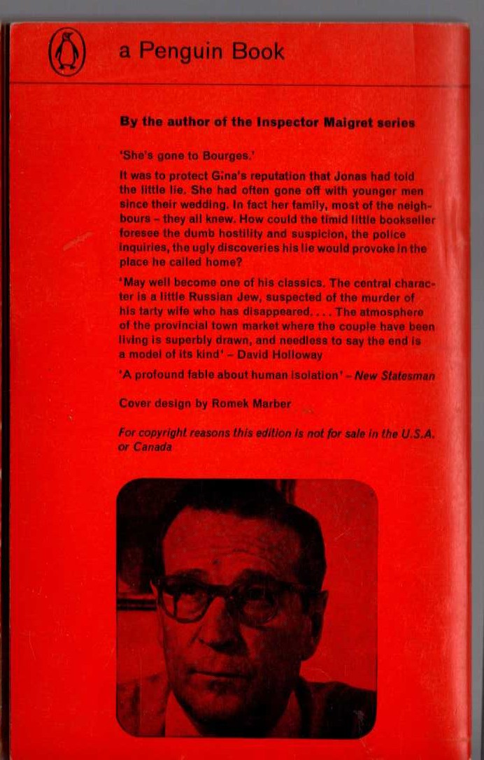Georges Simenon  THE LITTLE MAN FROM ARCHANGEL magnified rear book cover image