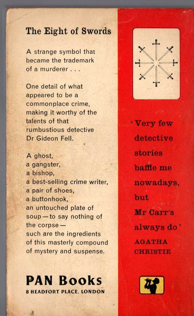 John Dickson Carr  THE EIGHT OF SWORDS magnified rear book cover image