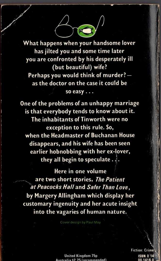 Margery Allingham  NO LOVE LOST magnified rear book cover image