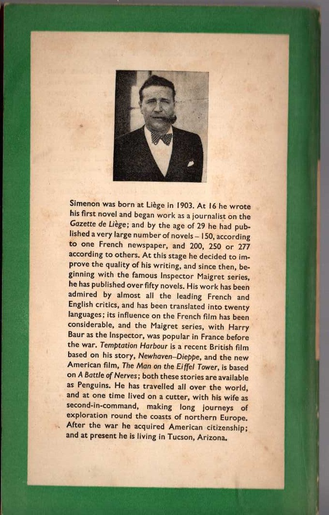 Georges Simenon  ESCAPE IN VAIN magnified rear book cover image