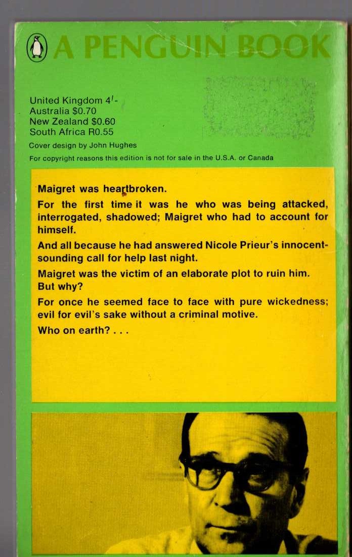 Georges Simenon  MAIGRET ON THE DEFENSIVE magnified rear book cover image