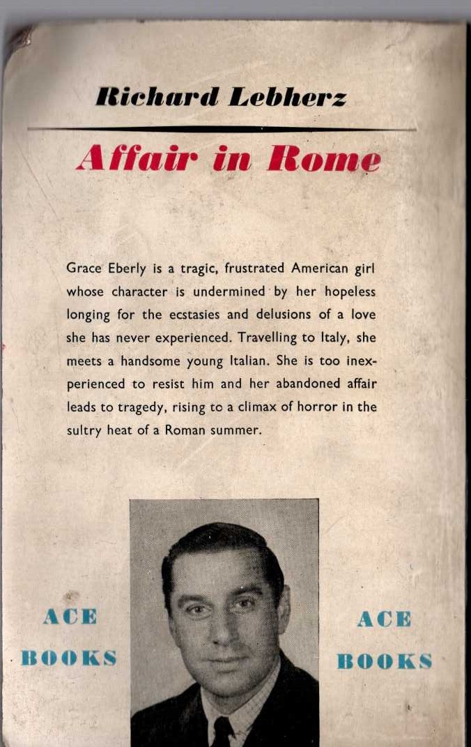 Richard Lebherz  AFFAIR IN ROME magnified rear book cover image
