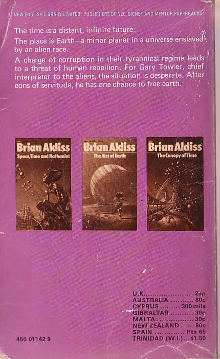 Brian Aldiss  THE INTERPRETER magnified rear book cover image