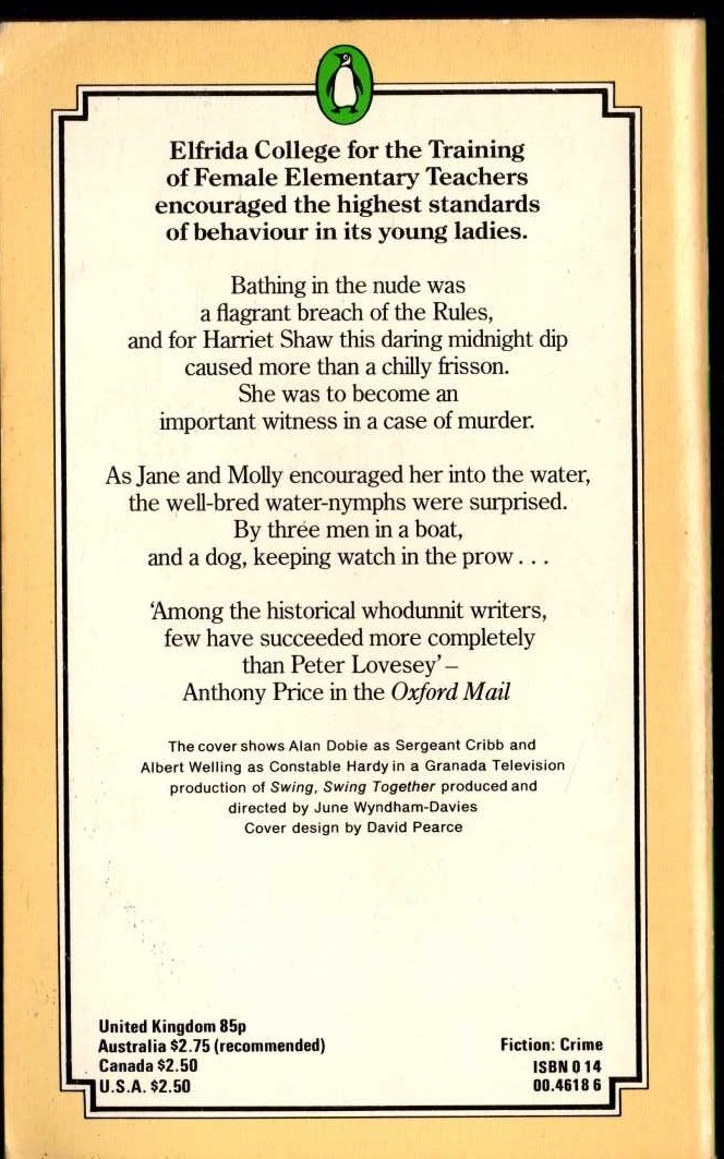 Peter Lovesey  SWING, SWING TOGETHER (TV tie-in) magnified rear book cover image