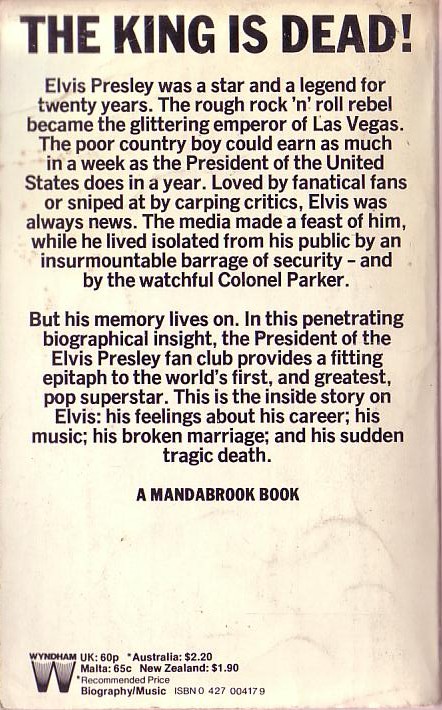 Todd Slaughter
  ELVIS PRESLEY  Mandabrook 1977 rear cover image