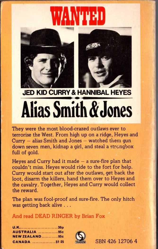 Brian Fox  ALIAS SMITH AND JONES: OUTLAW TRAIL magnified rear book cover image
