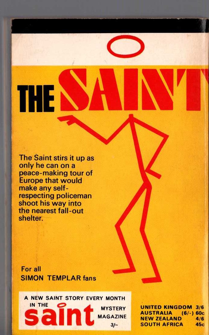 Leslie Charteris  THE SAINT IN THE SUN magnified rear book cover image