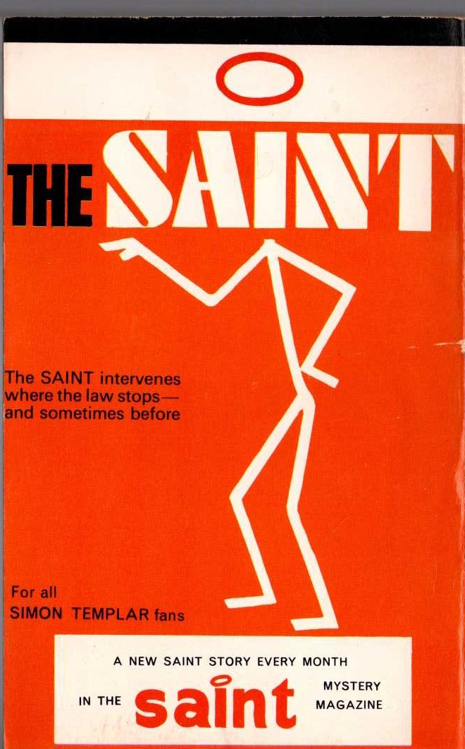 Leslie Charteris  THE SAINT INTERVENES magnified rear book cover image