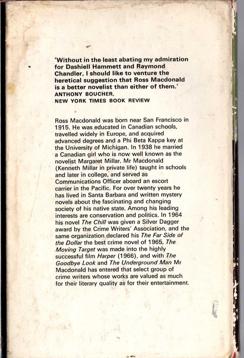 THE UNDERGROUND MAN magnified rear book cover image