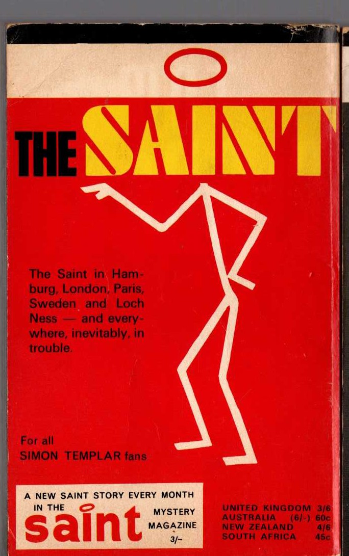 Leslie Charteris  TRUST THE SAINT magnified rear book cover image