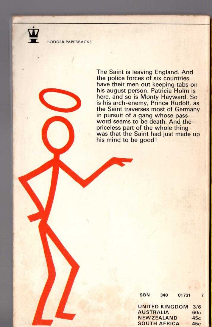 Leslie Charteris  THE SAINT'S GETAWAY magnified rear book cover image