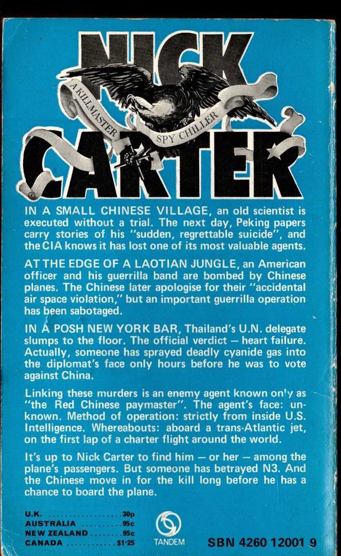 Nick Carter  THE CHINESE PAYMASTER magnified rear book cover image
