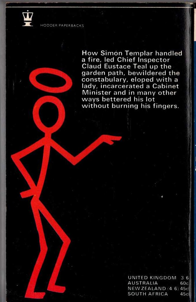 Leslie Charteris  THE SAINT PLAYS WITH FIRE magnified rear book cover image