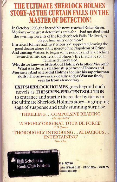 Robert Hall  EXIT SHERLOCK HOLMES magnified rear book cover image