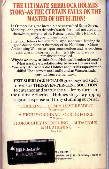 Robert Hall  EXIT SHERLOCK HOLMES magnified rear book cover image