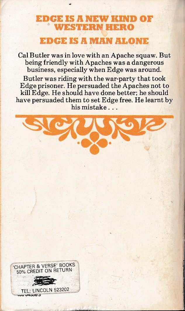 George G. Gilman  EDGE 33: THE HATED magnified rear book cover image