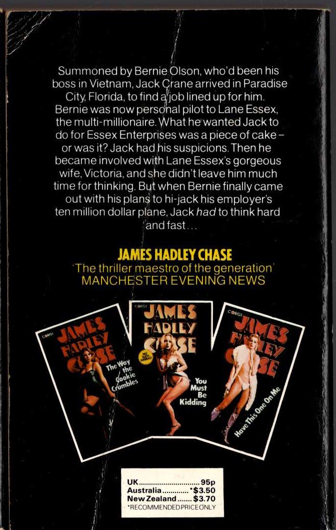 James Hadley Chase  SO WHAT HAPPENS TO ME? magnified rear book cover image