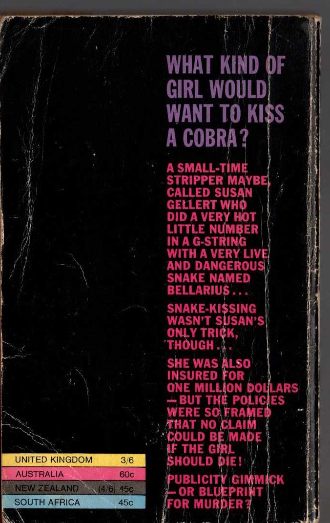 James Hadley Chase  THE DOUBLE SHUFFLE magnified rear book cover image