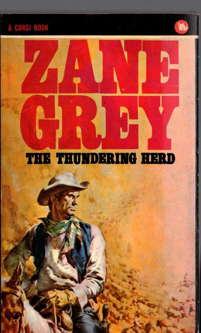 Zane Grey  THE THUNDERING HERD magnified rear book cover image