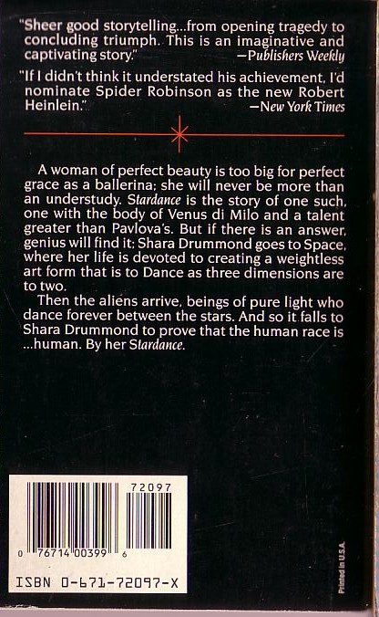 (Spider & Jeanne Robinson) STARDANCE magnified rear book cover image
