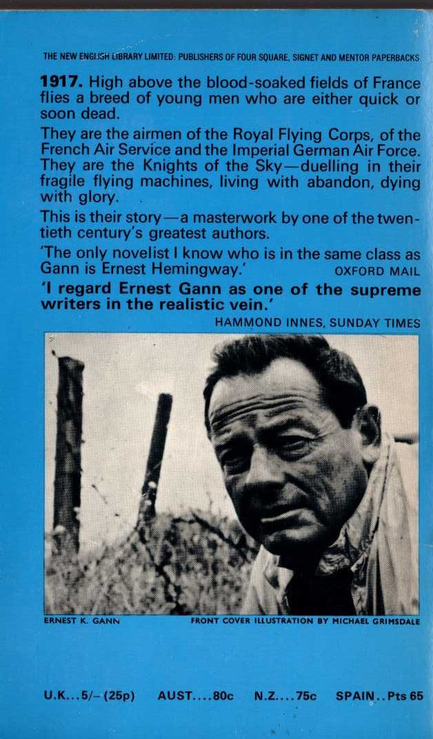 Ernest K. Gann  IN THE COMPANY OF EAGLES magnified rear book cover image