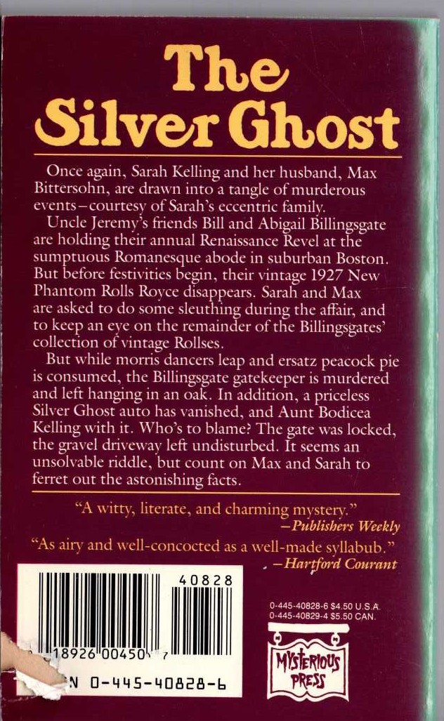 Charlotte Macleod  THE SILVER GHOST magnified rear book cover image