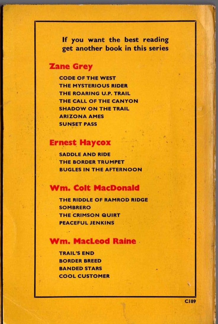 Zane Grey  WILD HORSE MESA magnified rear book cover image