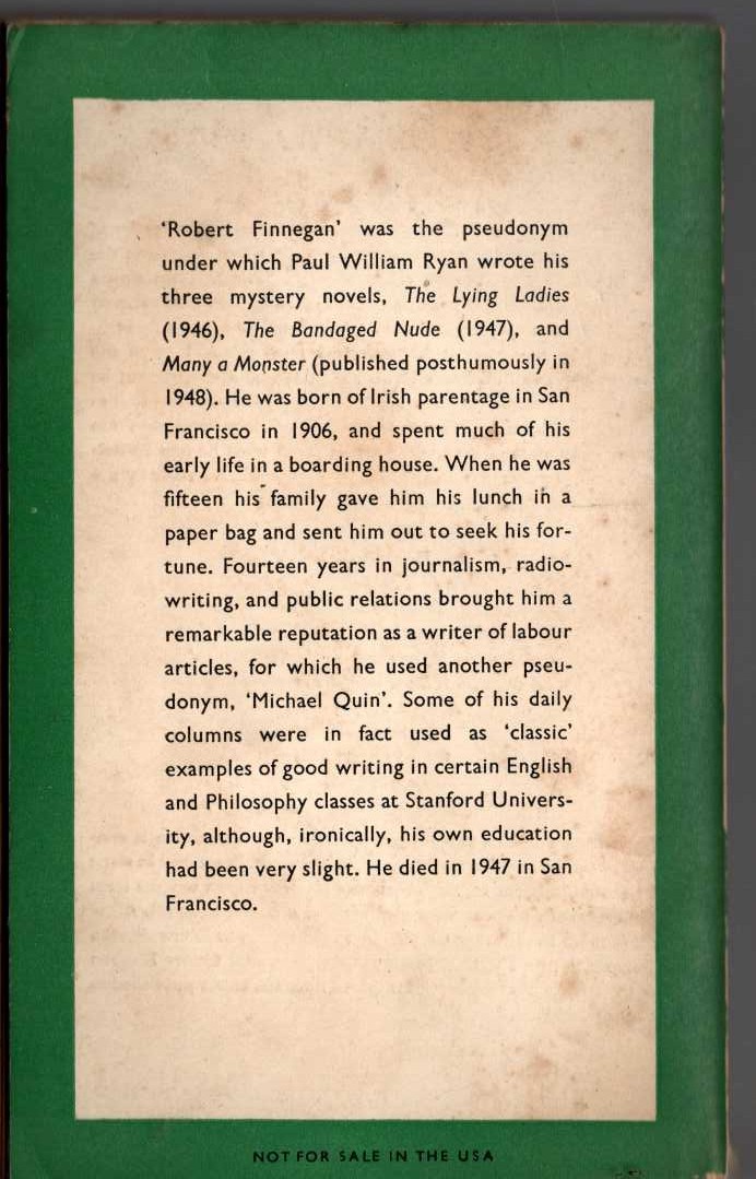 Robert Finnegan  THE BANDAGED NUDE magnified rear book cover image