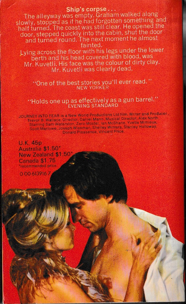 Eric Ambler  JOURNEY INTO FEAR (Film tie-in) magnified rear book cover image