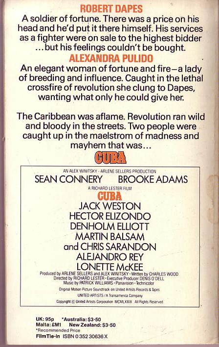 Karji   CUBA (Sean Connery) magnified rear book cover image