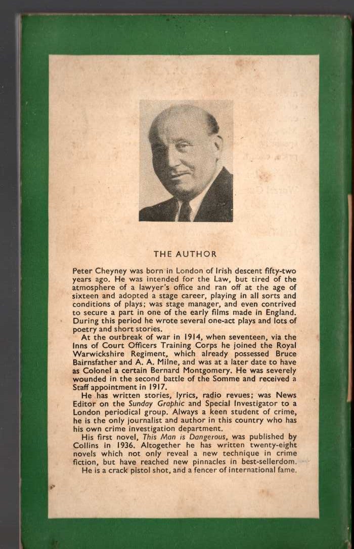 Peter Cheyney  CAN LADIES KILL? magnified rear book cover image