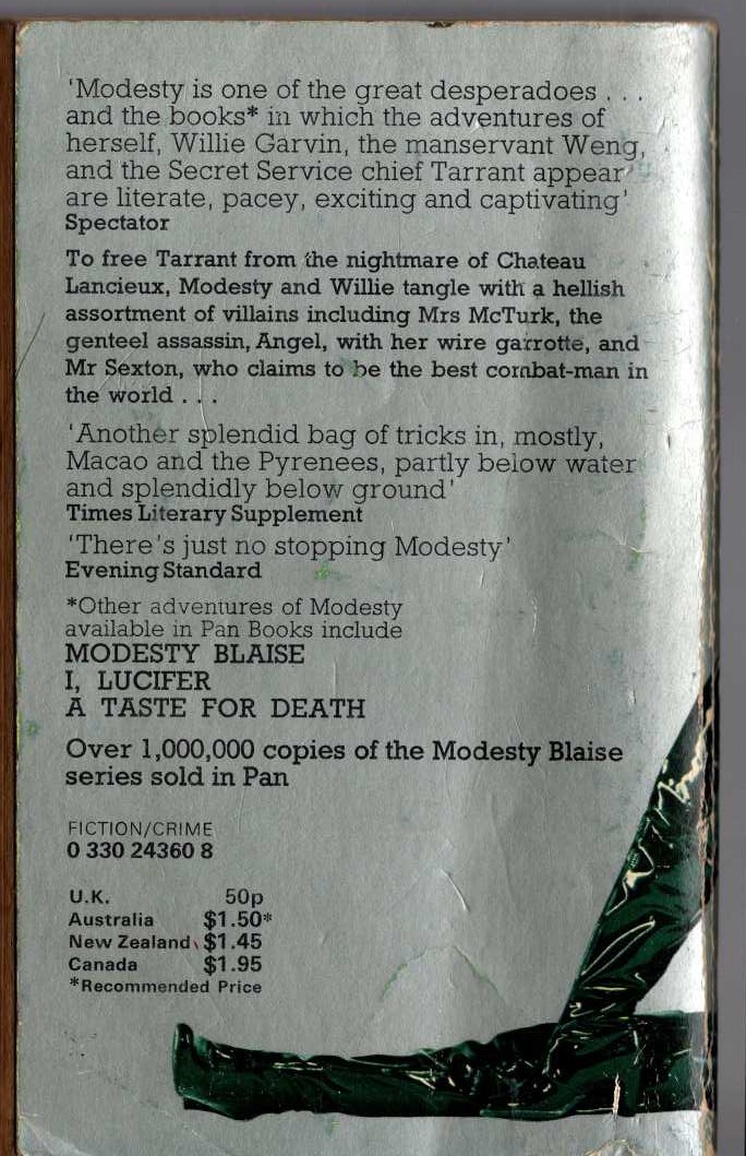 Peter O'Donnell  THE SILVER MISTRESS magnified rear book cover image