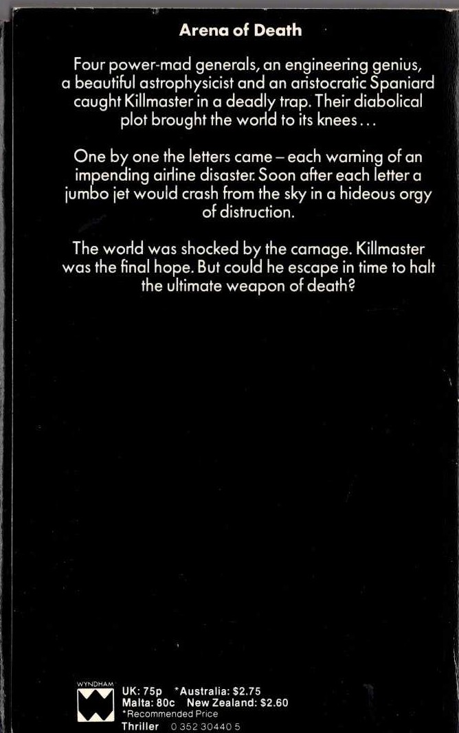 Nick Carter  REVENGE OF THE GENERALS magnified rear book cover image