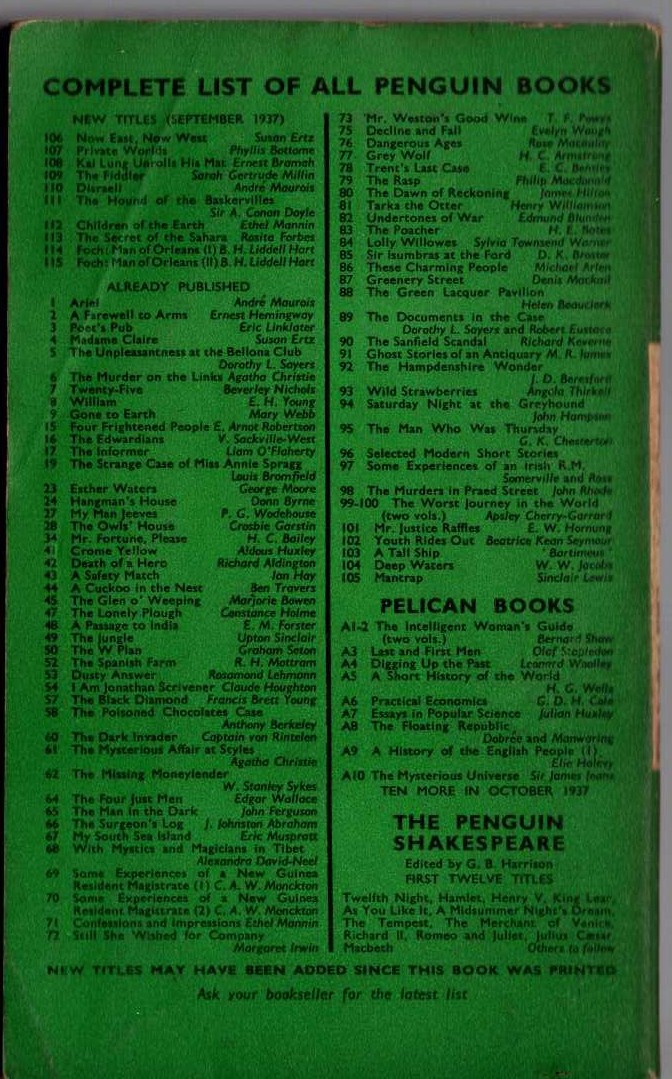 Dorothy L. Sayers  THE DOCUMENTS IN THE CASE magnified rear book cover image