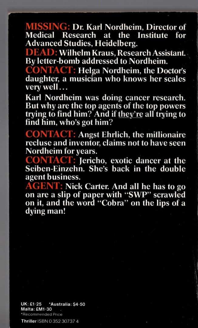 Nick Carter  REICH FOUR magnified rear book cover image