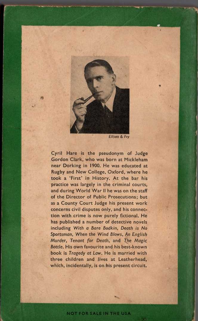 Cyril Hare  TRAGEDY AT LAW magnified rear book cover image