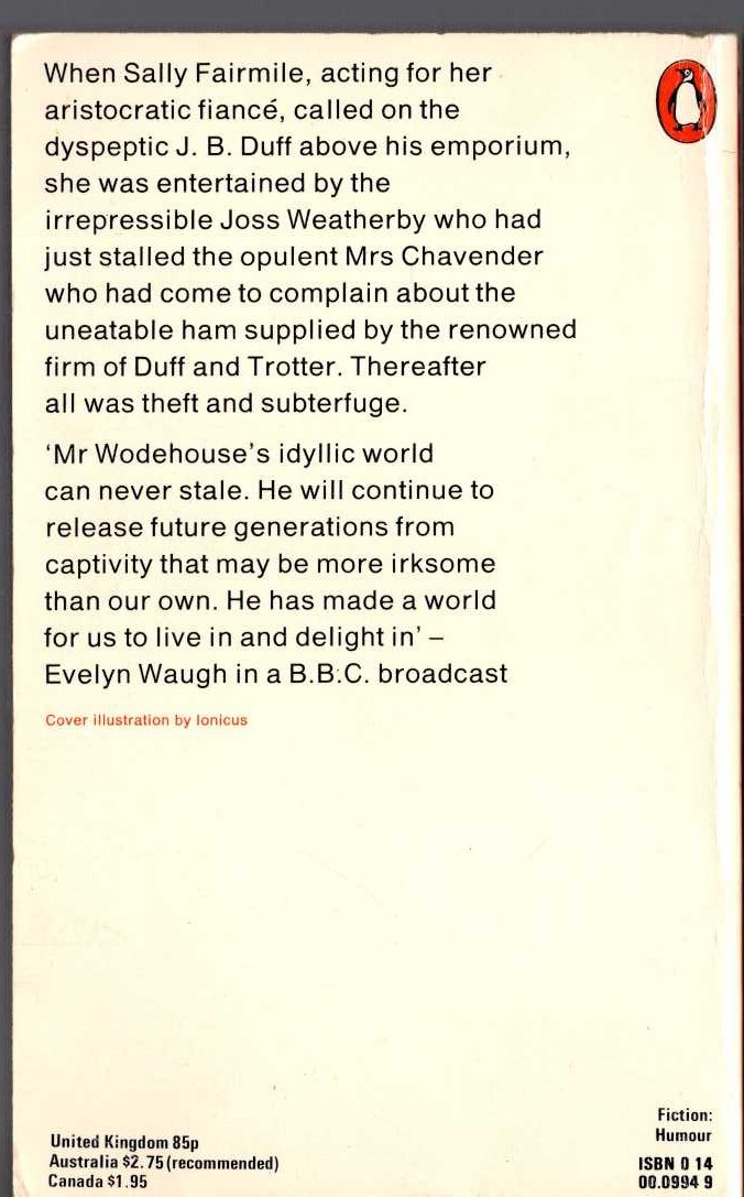 P.G. Wodehouse  QUICK SERVICE magnified rear book cover image