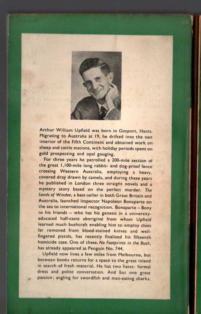 Arthur Upfield  MURDER DOWN UNDER magnified rear book cover image