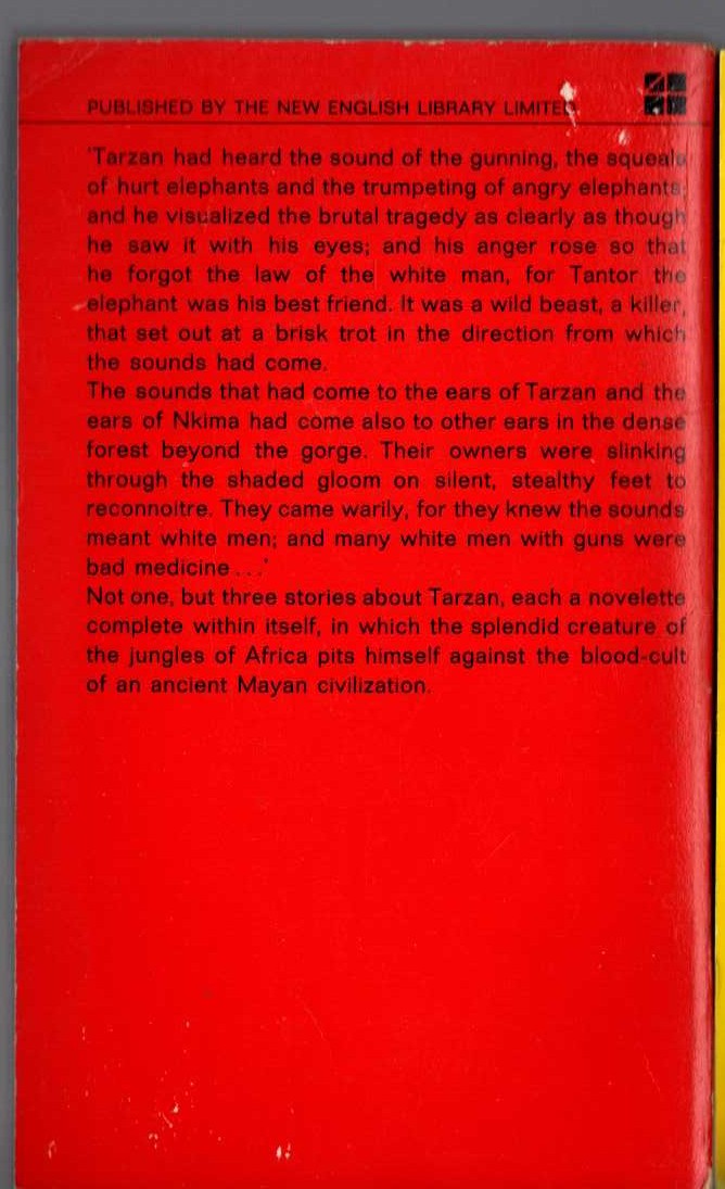 Edgar Rice Burroughs  TARZAN AND THE CASTAWAYS magnified rear book cover image