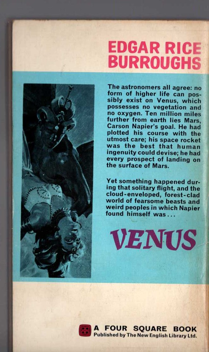 Edgar Rice Burroughs  PIRATES OF VENUS magnified rear book cover image